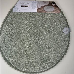 Shabby Chic Rachel Ashwell Bath Rug Mat Crochet Trim 26" Round Cotton Green NEW